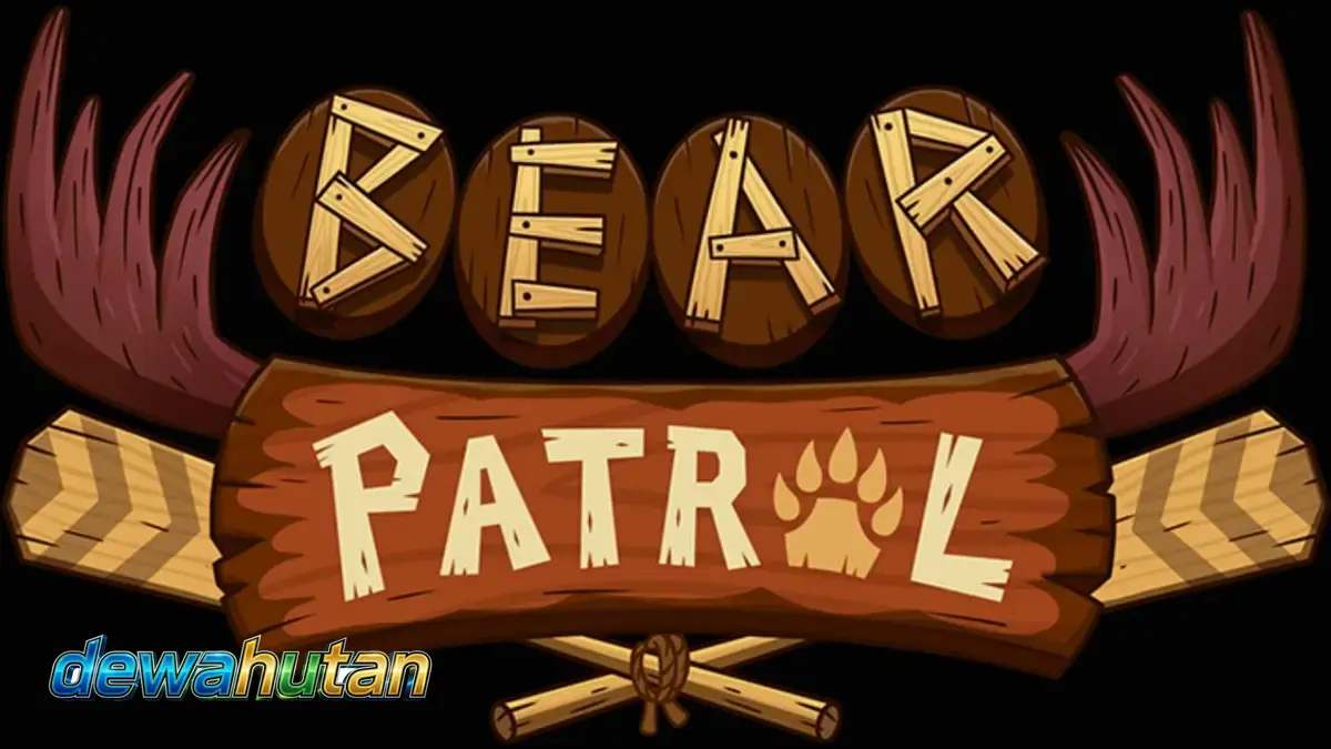 Tampilan visual slot Bear Patrol dengan karakter hewan pramuka dan latar hutan.